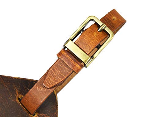 Genuine Leather Luggage Tags Travel ID Bag Baggage Suitcase Labels By Aaron Leather (Fire Brown)