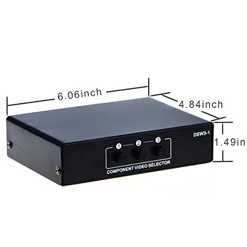 3 Port Component Splitter Switch Box, 3 Input 1 Output Audio Video Selector for Xbox 360 Wii PS2 PS3 DVD - Thumbnail 5