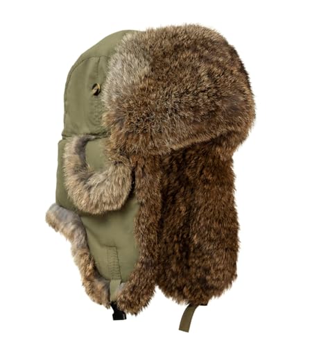 Mad Bomber Original with Rabbit Fur and Recycled Lining (US, Alpha, Medium, Olive with Brown Rabbit Fur) at Amazon