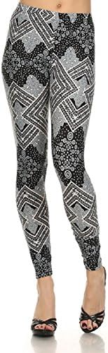 Elegant4U Junior's Printed Sliver Geometric Tribal Design Fashion Leggings