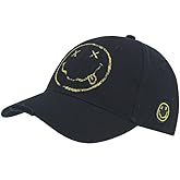 Nirvana Rock Band Cotton Distressed Adjustable Baseball Cap (Smiley Black)