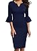 WOOSUNZE Womens Flounce Bell Sleeve Office Work Casual Pencil Dress (Navy Blue, X-Large)
