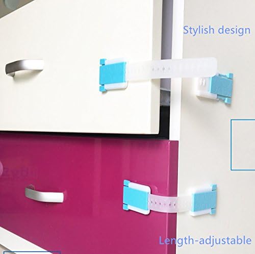 Baby Safety Locks Child Proof Cabinets Lockers to Secure Toilet Seat, Fridge, Oven and More, Multi Use Latches with Adjustable Strap &amp; Super Strong Adhesive (6 Pack )