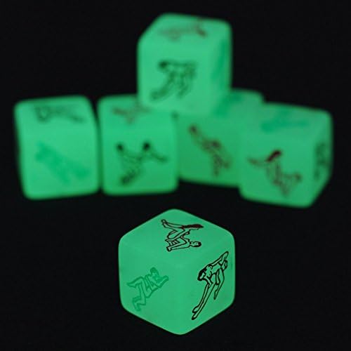Fallove 5pcs Glow in the Dark Premium Dice Game , Novelty Gag Gift Toy for Couples, Drinking Games, Date Night, Anniversary, Wedding, Bachelor, Bachelorette Party