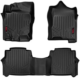Rough Country All Weather Floor Mats for Nissan Titan Crew Cab (2017-2024) & Titan XD (2016-2024) - Non-Slip Waterproof Flexible Floor Mat, Front & Rear Set