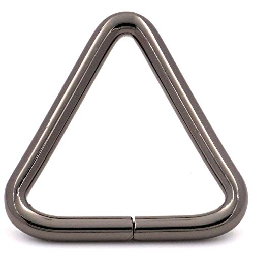BIKICOCO 1-1/4\'\' Metal Triangle Ring Buckle Connectors Non Welded Round Edge Webbing Bag Clasp Handbag Strap Making Hardware, Gunmetal - Pack of 10