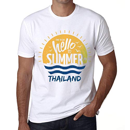 Mens Vintage Tee Shirt Graphic T Shirt Time To Say Hello To Summer In Thailand White - 