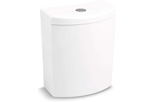 KOHLER 3569-0 Persuade Curv Toilet Tank, Dual-Flush 1.0 GPF or 1.6 GPF, Top-Mount Two-Button Flush, Toilet Tank Only, White