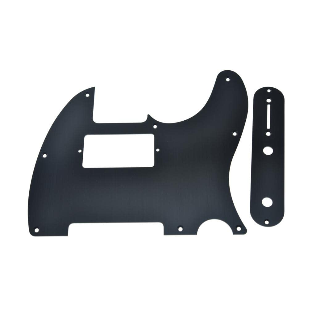 Dopro Metal Aluminum Anodized 8 Hole Tele Pickguard with Metal Control Plate and Screws for American/Mexican Telecaster Black