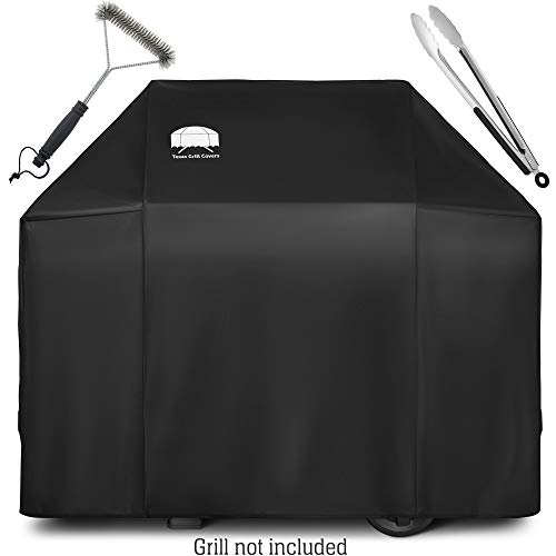 Texas Grill Covers - Grill Cover for Weber Spirit 210 and 310 Series / 7106 - Heavy Duty/Rip-Proof UV Resistant Fabric - Grill Brush and Barbecue Tongs Included- Black