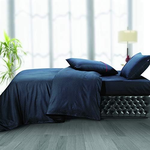 Spread Spain® 100% Cotton Oxford 400 Thread Count Geometric Pattern King Size Double Bed Zipper Duvet/Quilt Cover, Soft and Comfy Duvet Cover, Black (90" x 108" inch)