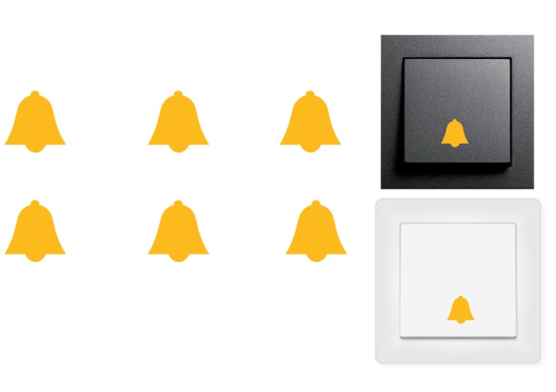 Pack of 6 Bells Sticker Symbol Sticker Decal (RPMs4/1) (Golden Yellow, 15 mm)