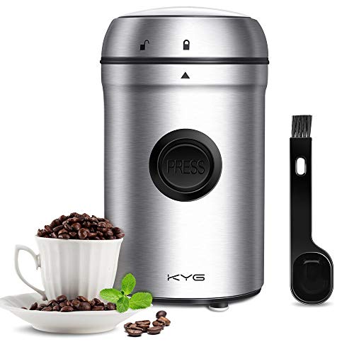 KYG Kaffeemühle 200W Elektrische Propellermühlen mit 25000 U/min Leistungsstarker Motor 80g Kapazität Sicherheitsschloss…