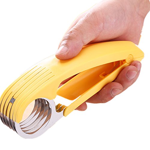 Yamde Hand Held Banana Slicer Chopper Cucumber Cutter for Fruit Salads,plastic Handle/Stainless Steel Blade