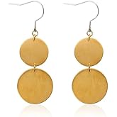 TGNEL Pure Titanium Earrings Hypoallergenic, Lightweight Two Circle Disc Titanium Dangle Drop Earrings for Women Sensitive Ears Gold/Rose Gold/Silver