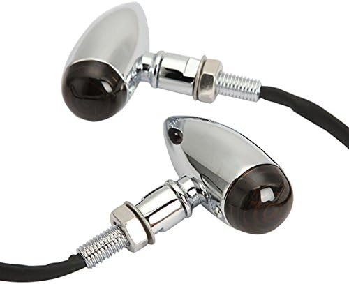 Motorcycle Turn Signal Lights Bulb Amber Universal Lens Chrome Indicators Blinkers Lights for Custom Honda Suzuki Yamaha Kawasaki Harley Davidson Choppers Cruisers (2PCS)