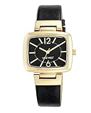 Nine West Women's NW/1840BKBK Gold-Tone and Black Strap Watch