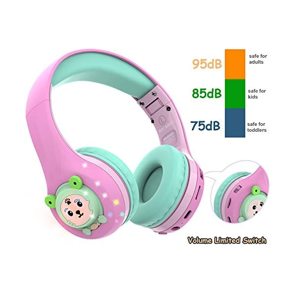 Riwbox-Baosilon-FB-7S-Kids-Headphones-Bluetooth-LED-Light-Up-Bluetooth-Foldable-Headphones-Over-Ear-Volume-Limited-Safe-758595dB-with-Mic-and-TF-card-Children-Headphones-for-School-PinkGreen Riwbox Baosilon FB-7S Kids Headphones Bluetooth, LED Light Up Bluetooth Foldable Headphones Over Ear Volume Limited Safe…