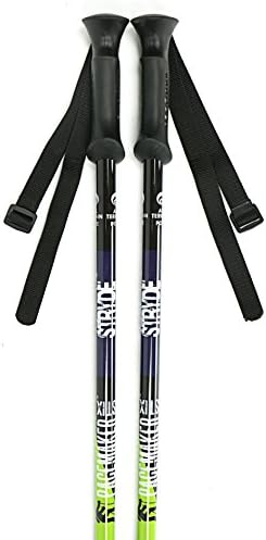Stryde Trekking Poles Pair for Walking, Hiking, Climbing. Ultralight Aluminum Adjustable Height & Telescoping Sticks with TPR Composite Grips, and Replaceable Tungsten Tips