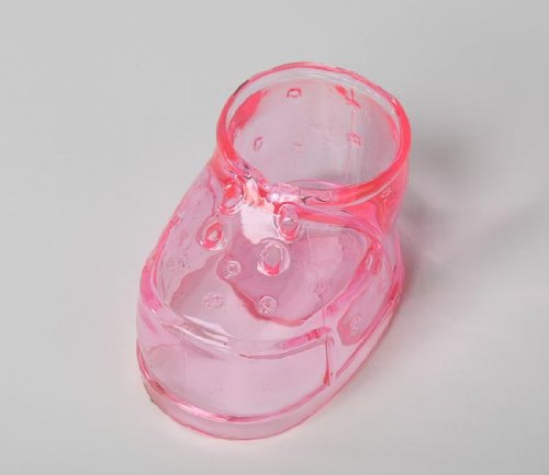 Clear Pink Plastic Baby Girl Booties - For Baby Shower Favors, Cake Decorations & Baby Gift Decorations 24pcs (2 Packages of 12 Pcs)