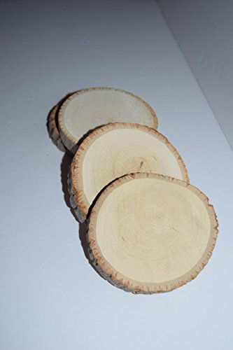 Hampton Art Bark Coaster Wood Slices 3.5 in. to 4 in. Live Edge Rustic Wedding and Craft Pack of 4