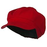 Cotton Elastic Newsboy Cap-Red 2 (Size 7)