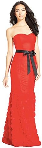 J S Collection New Red Strapless Textured Mermaid Gown, 14