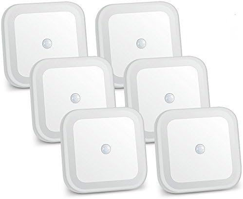 HELLO WORLD Plug In LED Wall Night Light with Auto Dusk to Dawn Sensor within 10 Feet 6-Pack (Cool White)