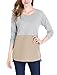 Allegra K Women's Color Block Tops Crew Neck Casual Basic Cotton Long Sleeve T-Shirt Grey M US 10