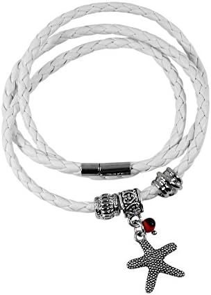 Peruvian Gift Starfish Charm Leather Bracelet for Women - Meaningful Good Luck, Prosperity, Love, Happiness & Energy Huayruro Red Seeds, Starfish Charm - Eco Jewelry by Evelyn Brooks