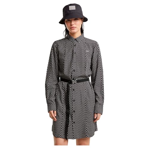 G-STAR Para Mujer Belted Shirt Dress, Multicolor (dk Black Raw Net D25247-D726-G873), XS