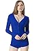 Moxeay Women V-Neck One Piece Bodysuit Long Sleeve Bodycon Rompers (Medium, Royal Blue)