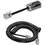 Telephone Handset Cord Detangler, 1 Pack Landline Handset Cord Cable (7.5Ft Uncoiled, 1.5 Ft Coiled) and 1 Pack Anti-Tangle Telephone Cord Untangler 360 Degree Rotating Swivel Cord Telephone Accessory
