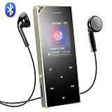 16GB MP3 Player Bluetooth 4.0 with Speaker, AGPTEK A05ST Metal Touch Button Music Player with Armband for Sports, Supports FM Radio, Voice Recorder, 128GB Expanding, Silver