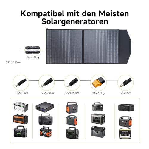 ALLPOWERS Faltbares Solarpanel 100W, Monokristalline Solarmodule für S300 R600 R1500 R2500 Tragbare Powerstation, Solargenerator, Photovoltaik Modul Solaranlage für Camping Garten Wohnmobil RV thumbnail 3