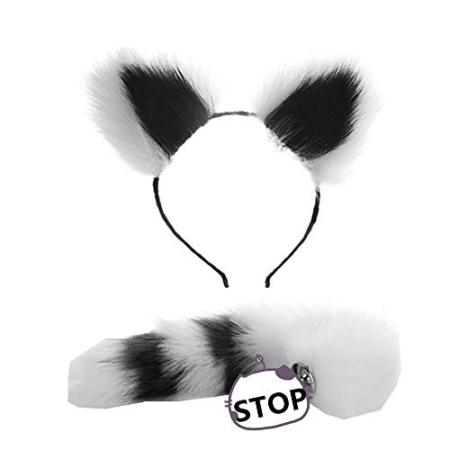 Cat Ears Headband Fox Tail Plug Toys Women Cosplay Cute Plush Costume Accessories