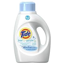 Tide Free & Gentle HE Turbo Liquid Laundry Detergent, Pack of 2, Unscented, 1.47 L (32 Loads)