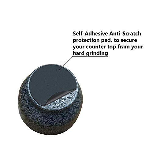 Evelyne GMT-10339 Polished Heavy Granite Mortar And Pestle Set Guacamole Bowl - Molcajete Stone Grinder With Anti-Scratch Pad - 2 Cups Capacity