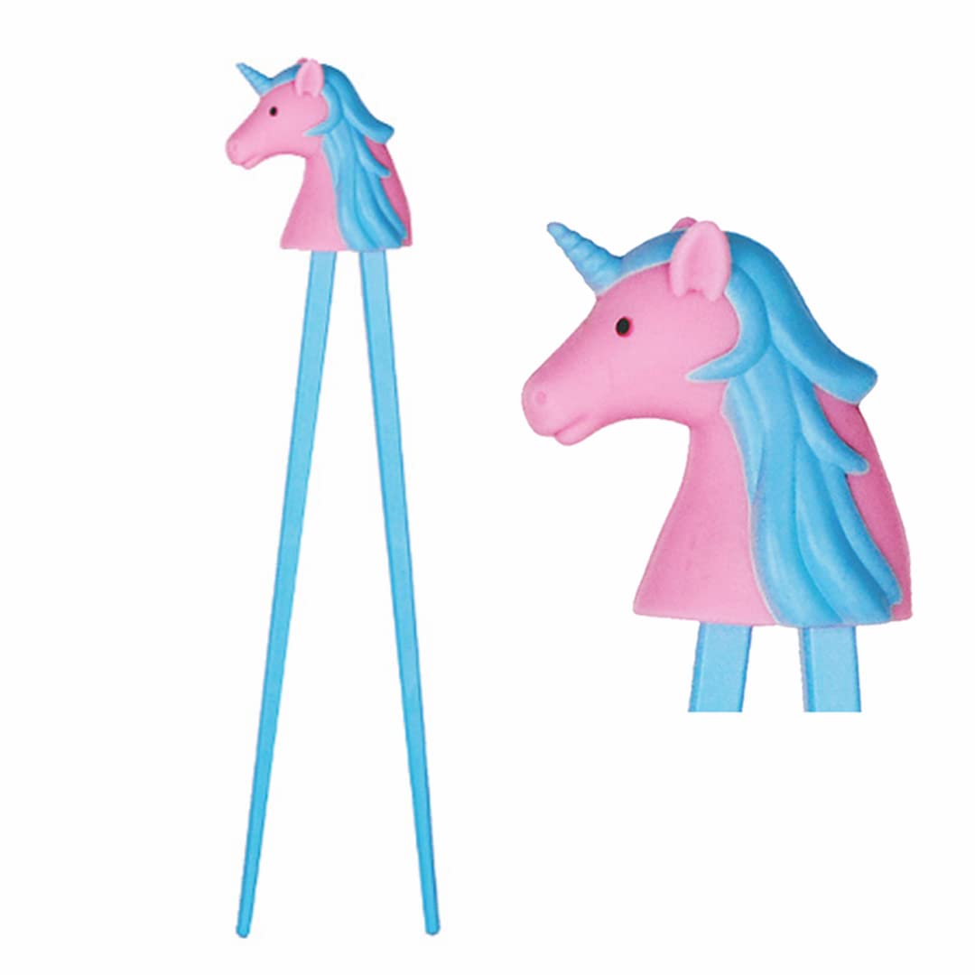 Photo 1 of Happy Sales HSTC-BLUNCN, Training chopsticks for beginners right or left handed, Blue Unicorn