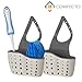 Comfecto Kitchen Faucet Sponge Holder, 2 Pack Hanging Kitchen Faucets Caddy Organizer with Adjustable Strap and Holes for Drying, Space Saving Sink Sider for Dish Soap Dishwashing Brush