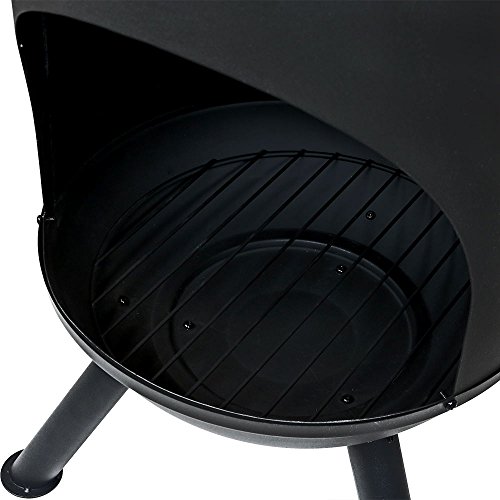 Sunnydaze Modern Chiminea - Steel Outdoor Wood-Burning Fire Pit - Large 5-Foot Black Fireplace - Durable Wood Grate - Quick & Easy Assembly - Perfect for Patio, Deck or Backyard Use