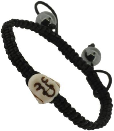 Dyed Howlite White Happy Laughing Buddha Macrame Bracelet