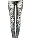 Women's Punk False Broken Hole Denim Print Fake Jeans Leggings (Black)