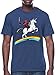 Marvel Men's Deadpool Riding A Unicorn On A Rainbow T-Shirt, Denim Heather, X-Large