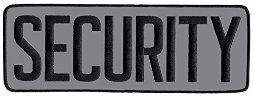 Rayon/Polyester Blend SECURITY (Reflective) 11 x 4" Back Patch, Black/Reflective Grey, Patches, Emblem