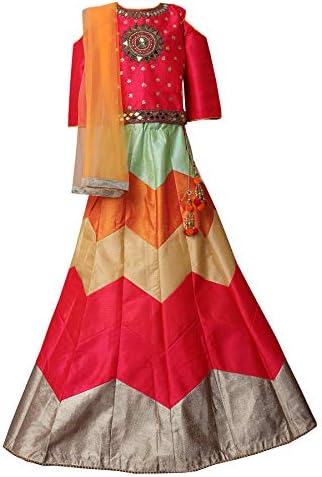 Saarah Girls Multicoloured Lehenga Choli Set