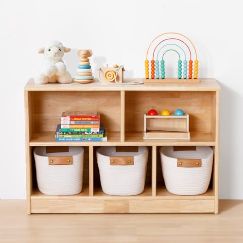 OOOK Solid Wood Storage Unit Toy Storage Unit for Children's Bedroom Playroom (Rubber Wood)