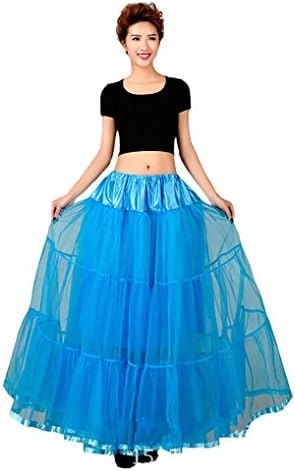 Fanny Womens's 50s Petticoat Floor Length Hoop Skirt Satin Edged Underdress Slip Crinoline 2017 Blue