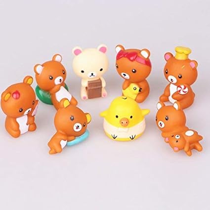 HT TOYS 8pcs/lot Kawaii Panda Action Figures Rilakkuma Bear Mini PVC Model Toy