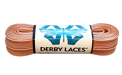 Derby Laces Striped - Flat, 10mm Wide, for Boots, Skates, Roller Derby, and Hockey Skates (Orange and White, 120 Inch / 305 cm)